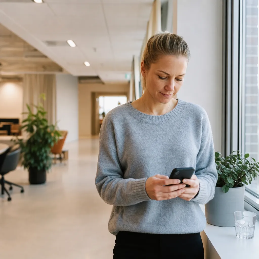 Företagare som arbetar i mobilen med ett företagsabonnemang