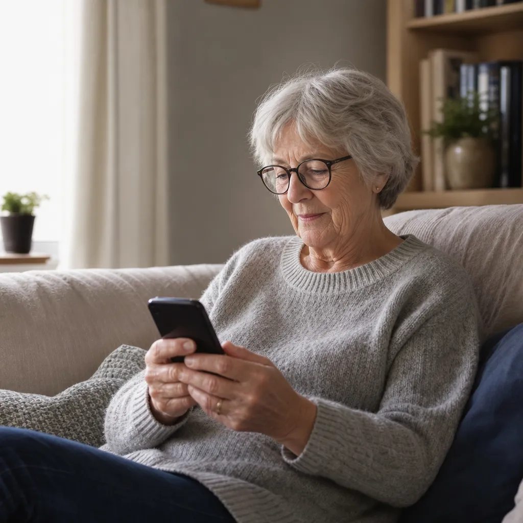 Senior som pratar i mobilen med ett enkelt seniorabonnemang