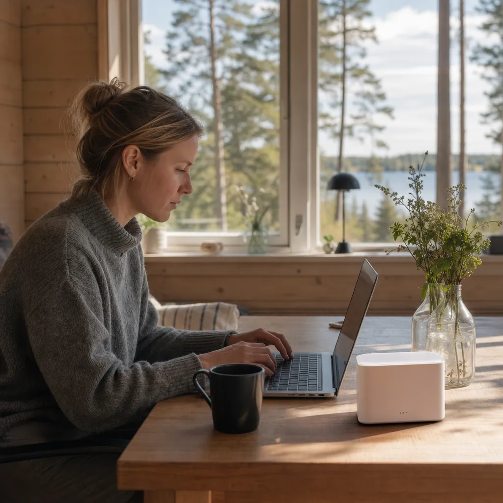 Mobilt bredband i ett fritidshus på landet där fiber saknas