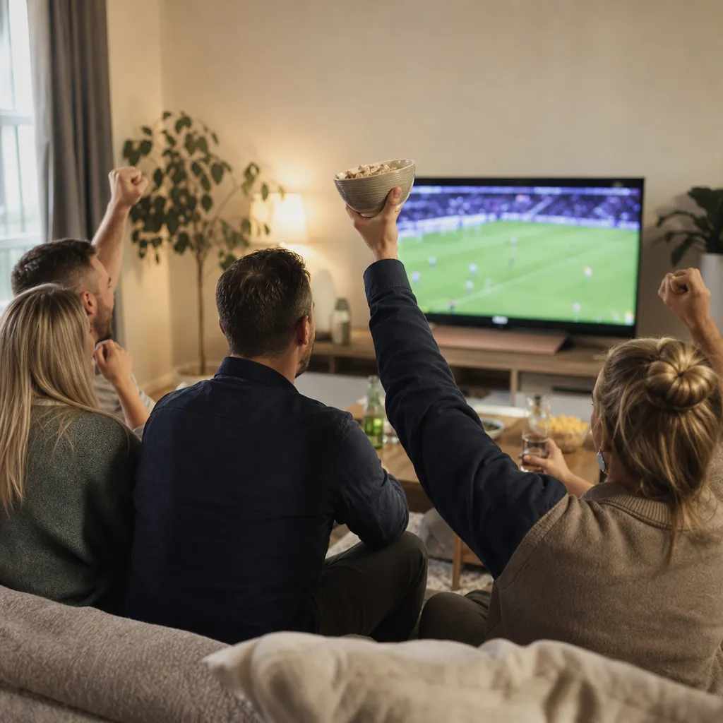 Tv som visar en fotbollsmatch live