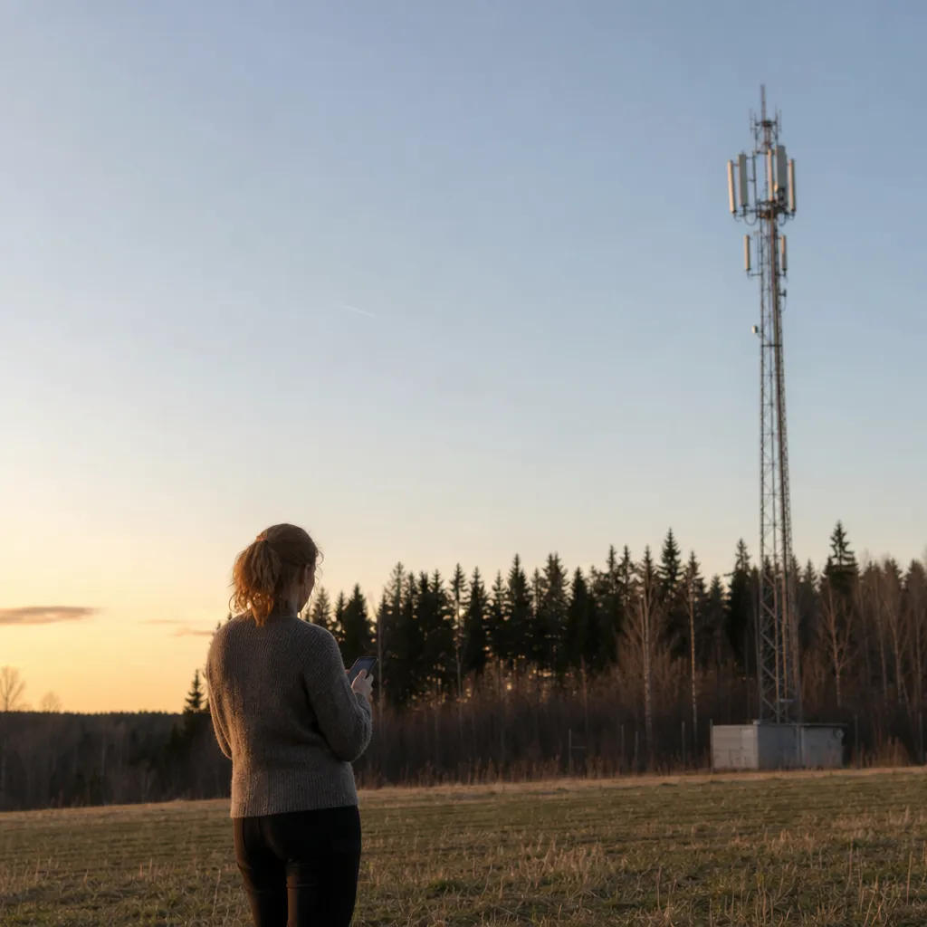 Illustration av flera operatörer som kopplas till de fyra svenska mobilnäten
